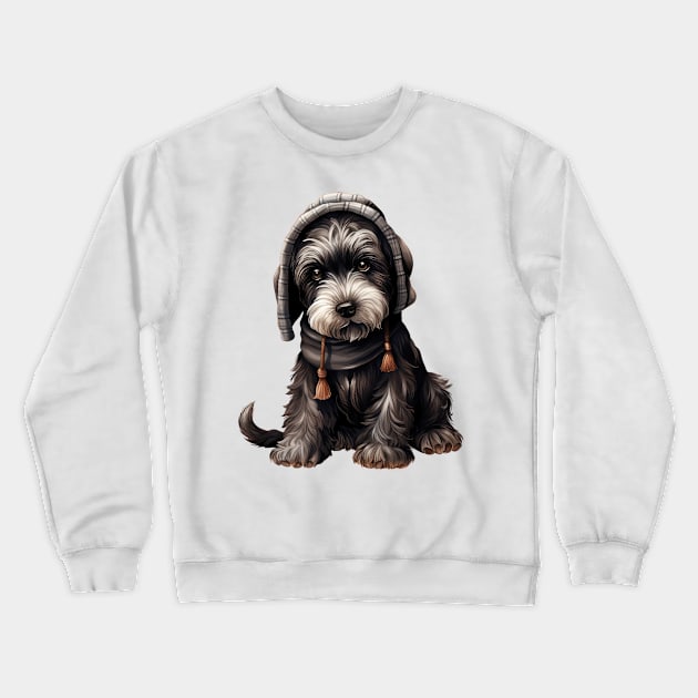 Winter Giant Schnauzer Dog Crewneck Sweatshirt by Chromatic Fusion Studio